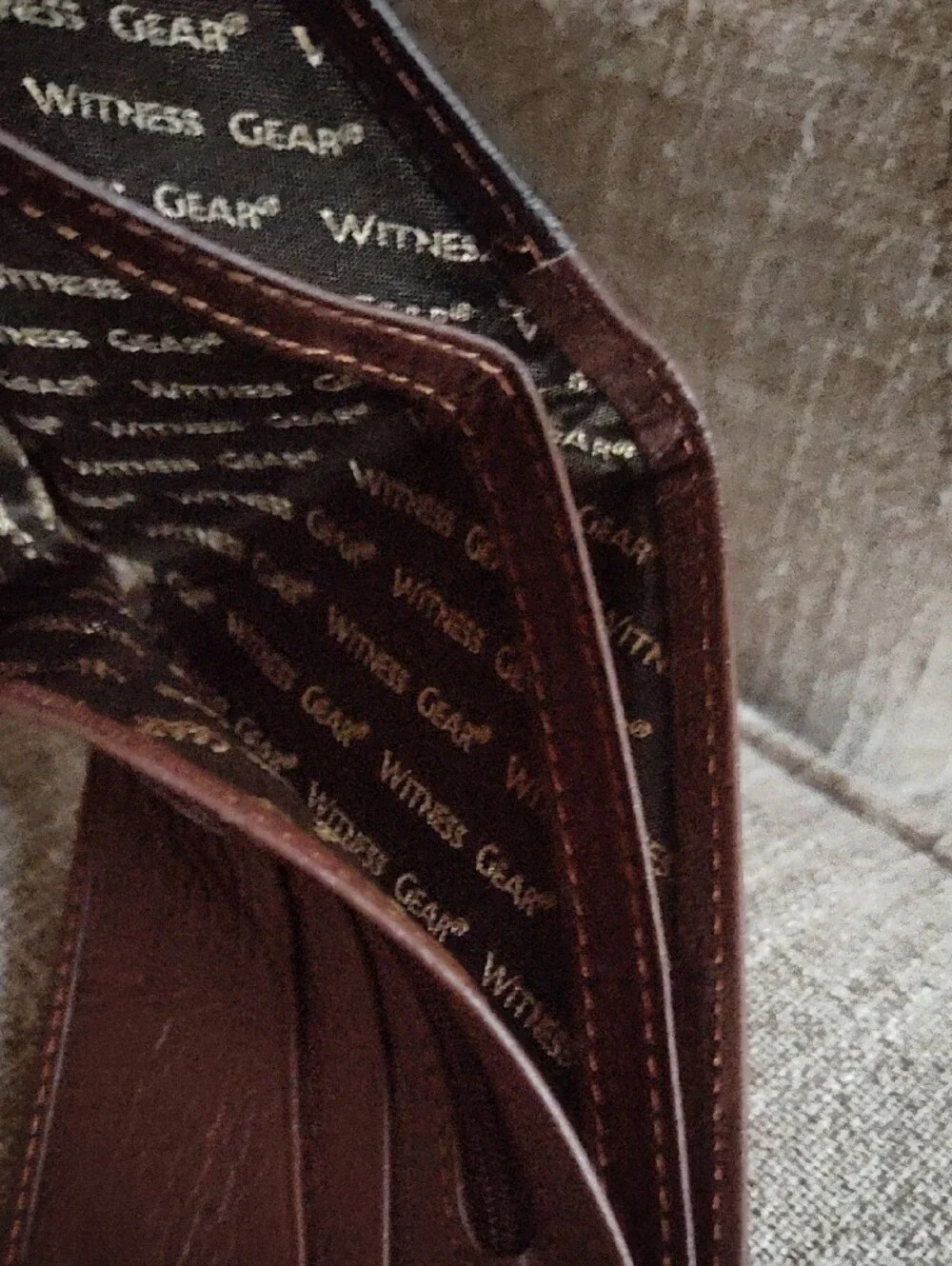 Witness Gear Brown Leather Bifold Card & Key Holder Wallet With Golden Message